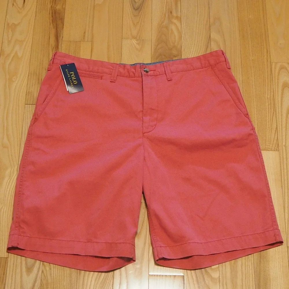 NWT Polo Ralph Lauren Men's Chino Shorts Size 36 Nantucket Red Flat Front